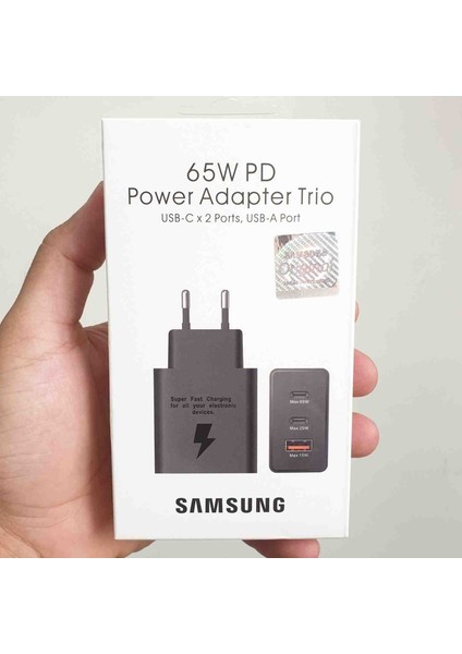 65W Trio 3 Girişli Hızlı Şarj Başlık ve Typec To Typec Kablo Çoklu Şarj Seti