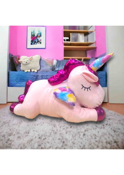 Toyzz 70 cm Pony,tek Boynuzlu At, Peluş Oyuncak Uyku Arkadaşı Ünicorn