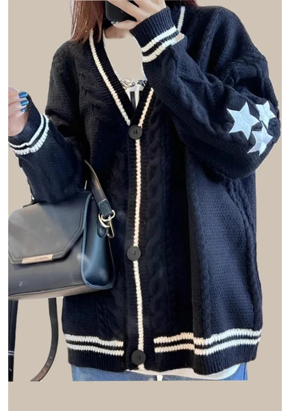 Siyah Taylor Swift - Cardigan Oversize Hırka