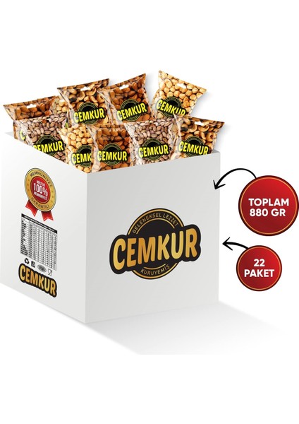 Cemkur Kuruyemiş Aç Bitir Paketi Karışık Kuruyemiş - 22 Paket 880GR