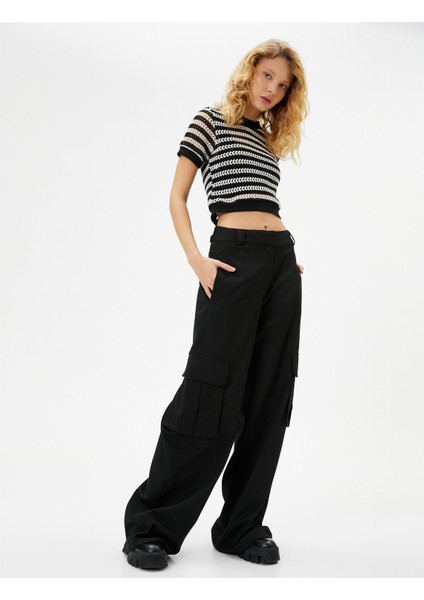 Crop Ajurlu Kazak Kısa Kollu