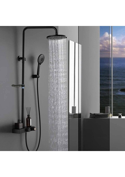 Robot Tepe Duş Seti Takımı Shower Yağmurlama Oval Banyo Masaj Duş Başlığı Sistemi Mat Siyah fiyatları