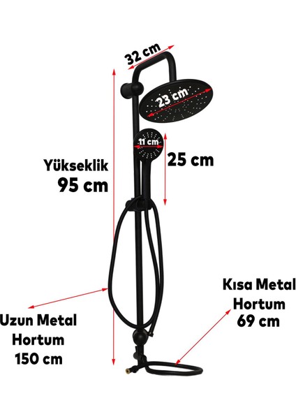 Robot Tepe Duş Seti Takımı Shower Yağmurlama Oval Banyo Masaj Duş Başlığı Sistemi Mat Siyah modelleri