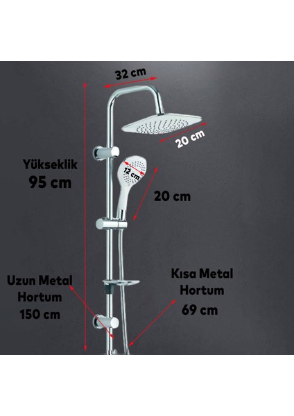 Robot Tepe Duş Seti Takımı Shower Yağmurlama Kare Banyo Masaj Duş Başlığı Sistemi Beyaz Krom modelleri