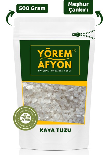 Yörem Afyon Meşhur Çankırı Rafine Edilmemiş Mineral Deposu Granül Kaya Tuzu | 500gr.