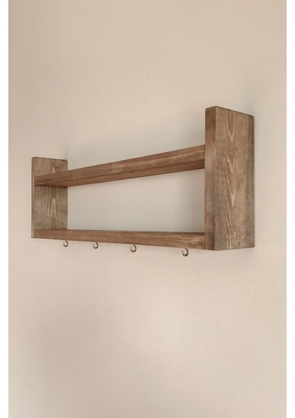 Ahşap Mutfak Rafı Bardak Askılık Raf