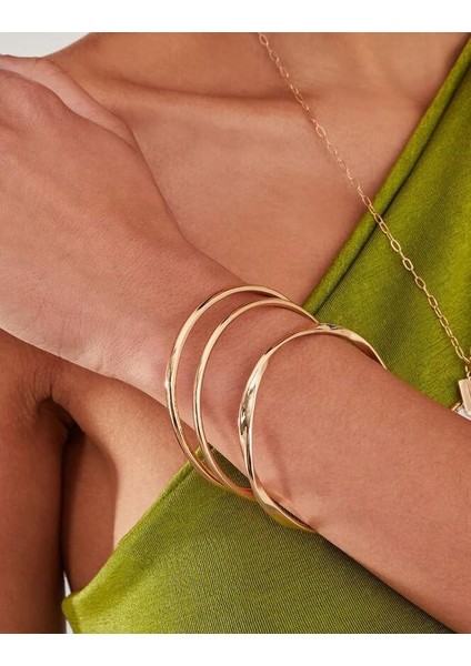 Altın Rengi Twist Bilezik 3'lü Set