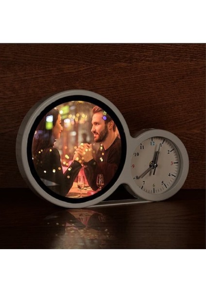 Özel Sevgililer Günü Fotoğraflı Saatli Sihirli LED Ayna Çerçeve
