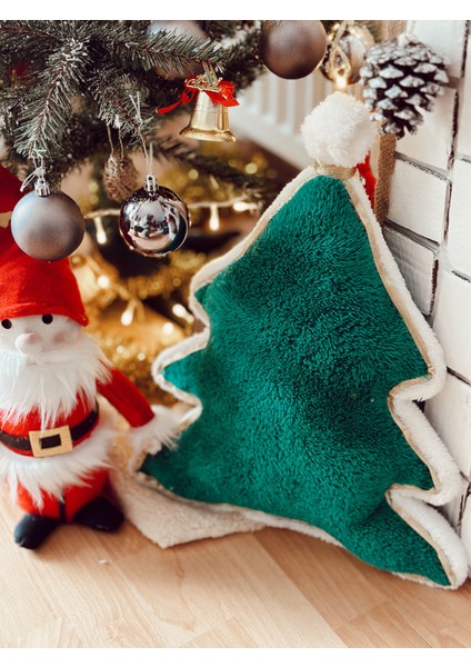El Yapımı Peluş Dekoratif Çam Ağacı, Yılbaşı Süsü, Süs Yastık