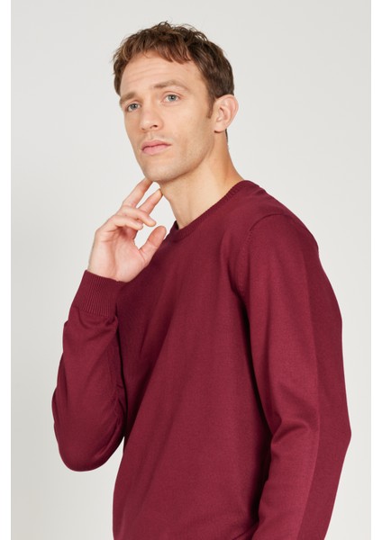 ALTINYILDIZ CLASSICS Erkek Bordo Standart Fit Normal Kesim Bisiklet Yaka Triko Kazak modelleri