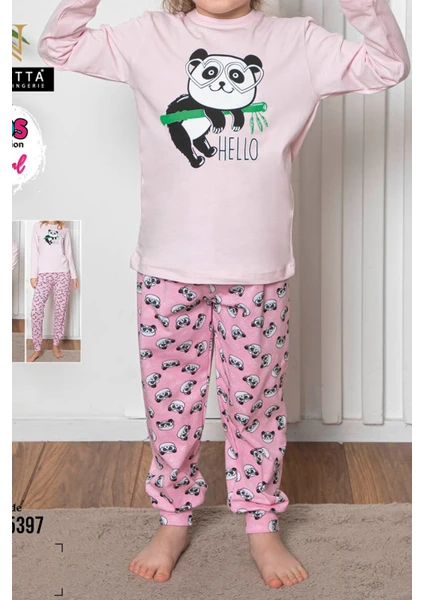 Kız Çocuk Uzun Kollu Pijama Takımı Pamuklu Likralı Pembe