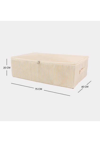 6 Adet Mega Boy Çizgi Desen Baskılı Krem Baza Altı Yastık Yorgan Kıyafet Düzenleyici Hurç 75x40x20 cm indirimleri