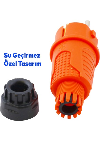 Sağlam Monofaze Kauçuklu Kablo Bahçe Dış Mekan Korunaklı IP54 Su Geçirmez Turuncu Erkek Fiş Tek 16A