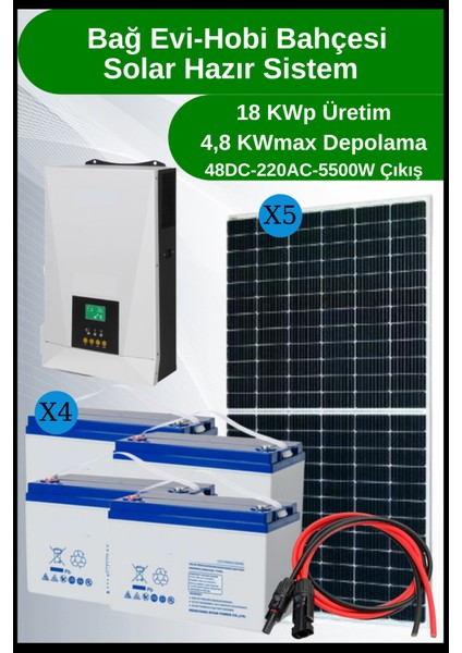 Bağ Evi Buzdolabı Çamaşır/bulaşık Makinesi Solar Güneş Enerji Sistemi 18KWP