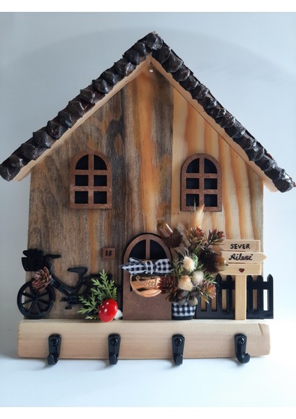 Psacraft Köy Evi Konsept Duvar Dekoru 22X23 cm Anahtarlık Askısı
