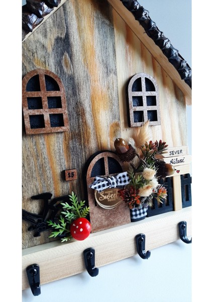 Psacraft Köy Evi Konsept Duvar Dekoru 22X23 cm Anahtarlık Askısı