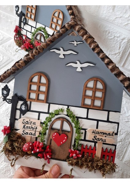 Psacraft Anahtar Askısı Kozalak Çatılı Yaz Temalı 23 x 25 cm
