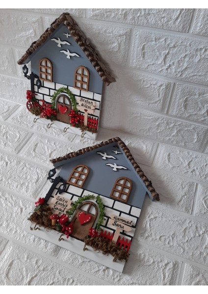 Psacraft Anahtar Askısı Kozalak Çatılı Yaz Temalı 23 x 25 cm