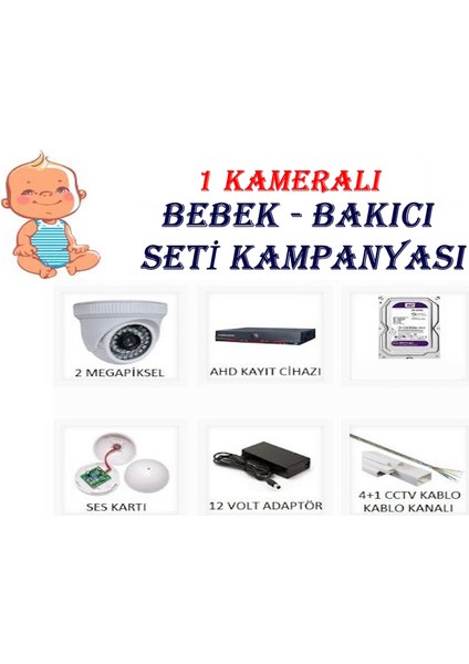 1 Kameralı Bebek-Bakıcı Güvenlik Kamera Seti