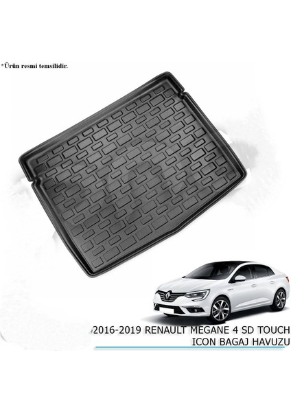 Araca Özel Renault Megane 4 2016 - 2019 Sedan Touch - Icon Bagaj Havuzu / Havuzlu Paspas