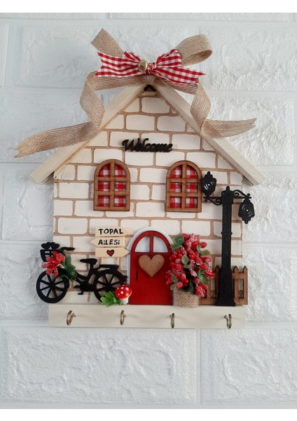 Psacraft Hediye Çeyizlik Taş Desenli Kurdeleli Ahşap 23 x 25 Mdf Anahtarlık Askısı fiyatları