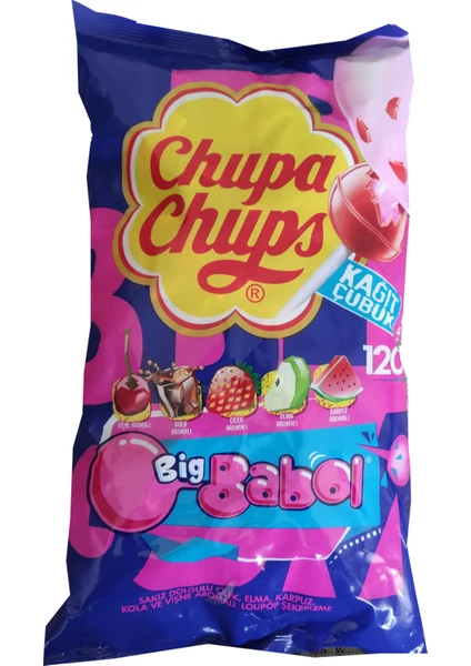 Chupa Chups Sakız Dolgulu Lolipop Şekerleme Poşetli 12 G * 120 Adetli