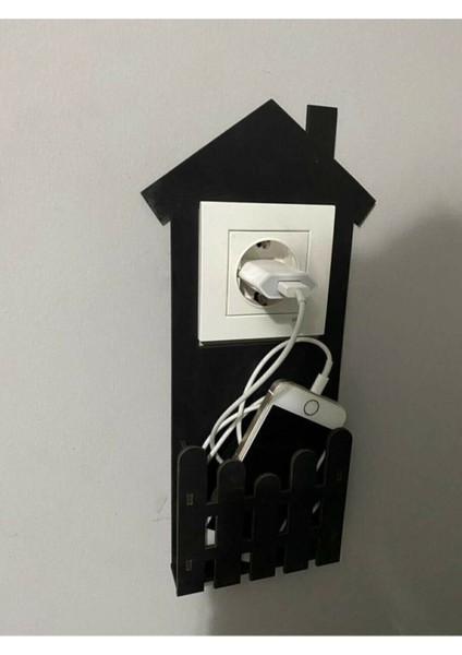 Dekoratif Duvar Dekorasyon Prizlik Telefon Tutacağı Ahşap Telefon Şarj Tutacağı