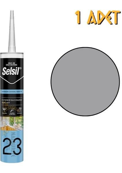 Yağmura Dayanıklı Silikonize Mastik Gri 485 Gr. - 1 Adet