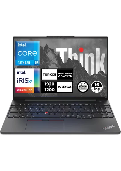 Thinkpad E16 Gen 1 Intel Core I5-1335U 16GB 512GB SSD 16" Wuxga Freedos Taşınabilir Bilgisayar 21JQS1TTZX