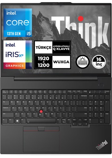 Thinkpad E16 Gen 1 Intel Core I5-1335U 16GB 1TB+512GB SSD 16" Wuxga Freedos Taşınabilir Bilgisayar 21JQS1TTZX013