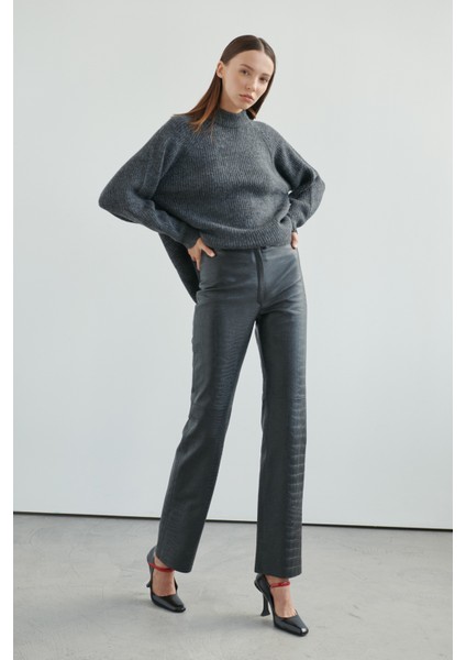 FRIDA Deri Pantolon Siyah Kroko fiyatları