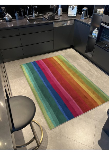 Mira Açık Ton Çok Renkli Dikey Çizgi Kesit Desenli Kreatif Modern Dekoratif Halı Mira 2178 modelleri