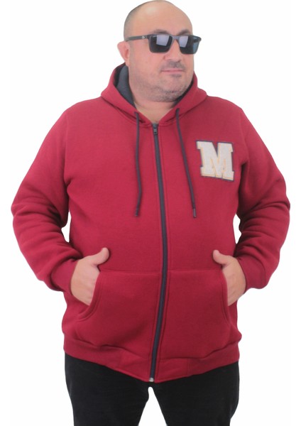 Büyük Beden Fermuarlı Sweat M 23217 Bordo