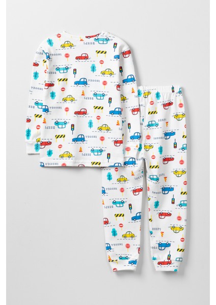 Erkek Çocuk Arabalar Baskılı Pijama Takımı