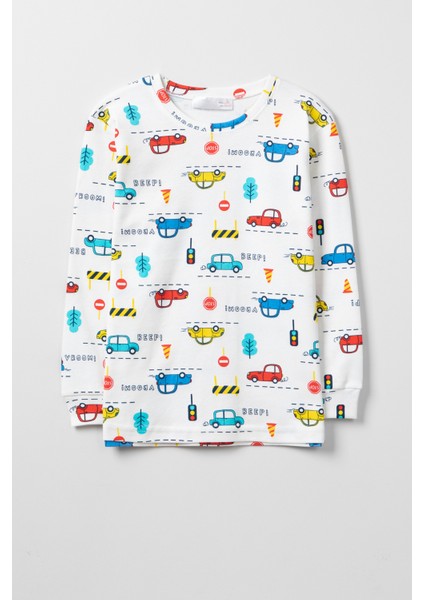 Erkek Çocuk Arabalar Baskılı Pijama Takımı