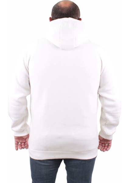 Fermuarlı Kapuşonlu Büyük Beden Sweat Time Money 23218 Ekru modelleri