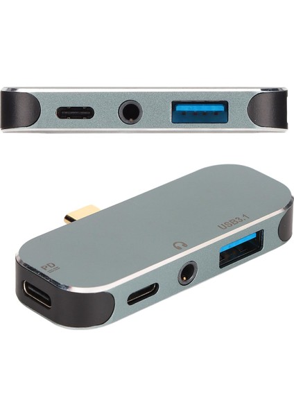 Mini Boy USB C Hub Adaptör 3.5 Kulaklık Bağlantı Noktası Type-C Tipi USB 3.0 Çevirici Hub 5'i 1 Arada 10GBPS 100W Alüminyum Alaşımlı Malzeme Android, Os X, Windows Uyumlu YX04 fiyatları