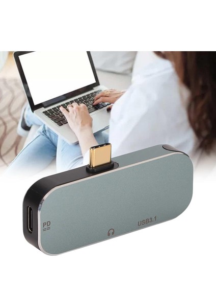 Mini Boy USB C Hub Adaptör 3.5 Kulaklık Bağlantı Noktası Type-C Tipi USB 3.0 Çevirici Hub 5'i 1 Arada 10GBPS 100W Alüminyum Alaşımlı Malzeme Android, Os X, Windows Uyumlu YX04 fırsatları