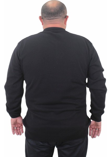 Erkek Büyük Beden Polo Yaka Düğmeli Triko Kazak 23700 Sıyah fiyatları