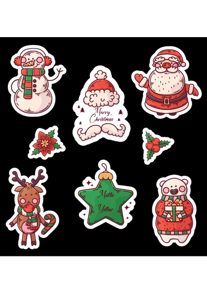 Yılbaşı - Merry Christmas Temalı Sticker Set -16 Parça-