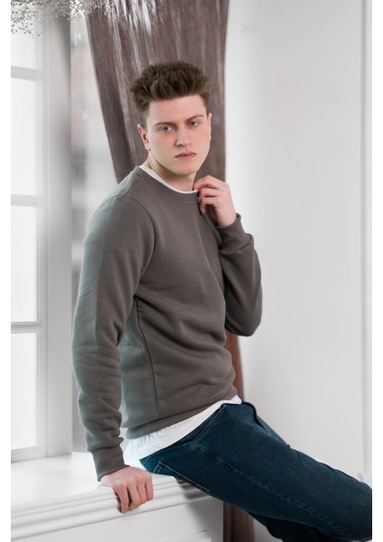 Slimfit Sıfır Yaka Basic 3 Iplik Erkek Sweatshirt modelleri