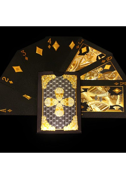 Gold Siyah Kurukafa Iskambil Kağıdı Plastik Su Geçirmez Oyun Kağıdı CIN499