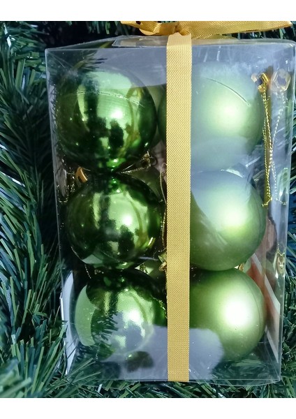 Vıp Deluxe 12 Adet 5 cm Mat Parlak Koyu Yeşil Top Süsler Yılbaşı Ağacı Süsleri Noel Ağacı Süsleri