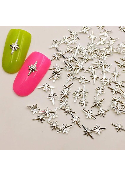 Kutup Yıldızı Gümüş Renk 50 Adet Kutup Yıldızı Tırnak Süsleme Nail Art