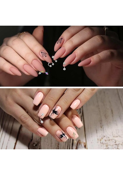 Üçgen Uçlu Yay Tırnak Piercingi Nail Art Süsleme Piercing 5 Adet Karışık Renk