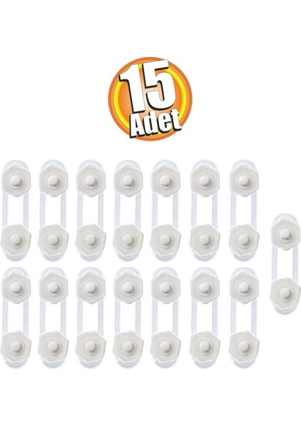 Alay Ticaret Bebek Güvenlik Dolap ve Çekmece Kilidi - 11 cm - 15 Adet