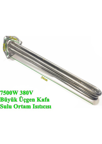 Üçgen Flanş(Büyük) 7,5KW 380V 34cm Trifaze Sanayi ısıtıcı Rezistansı modelleri