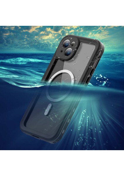 Apple iPhone 15 Plus ile Uyumlu Kılıf Su Geçirmez 360 Derece Koruma Waterproof Telefon Kılıfı