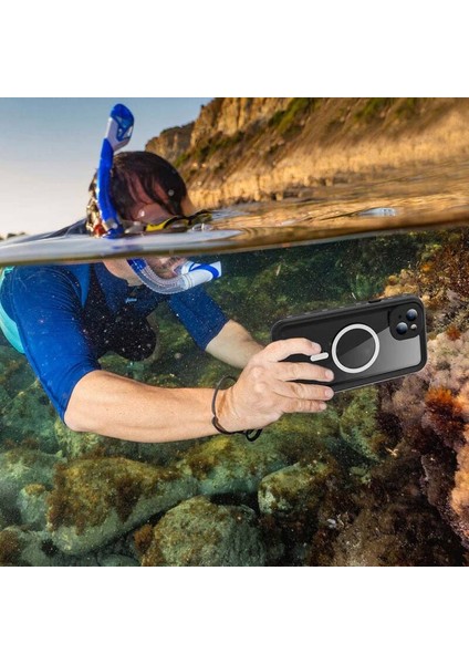 Apple iPhone 15 Plus ile Uyumlu Kılıf Su Geçirmez 360 Derece Koruma Waterproof Telefon Kılıfı