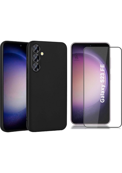 Samsung Galaxy S23 Fe ile Uyumlu Soft Yumuşak Telefon Kılıfı ve 5d Tam Kaplayan Cam Ekran Koruyucu